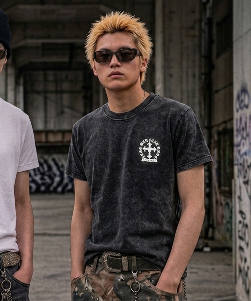 SPINNS（スピンズ） tシャツ 短丈クロスバックプリント半袖Tシャツ