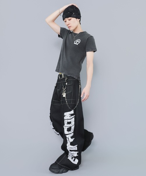SPINNS（スピンズ） tシャツ 短丈クロスバックプリント半袖Tシャツ
