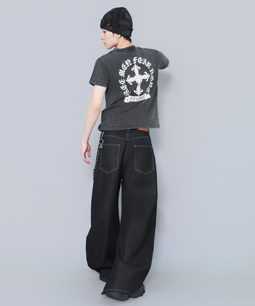 HIPANDA ハイランダー　両面プリント半袖Tシャツ　90s　XLサイズ　着用感短丈2XL 】1014メンズ MEN'S Tシャツ リフレクタープリントプリント トップス
