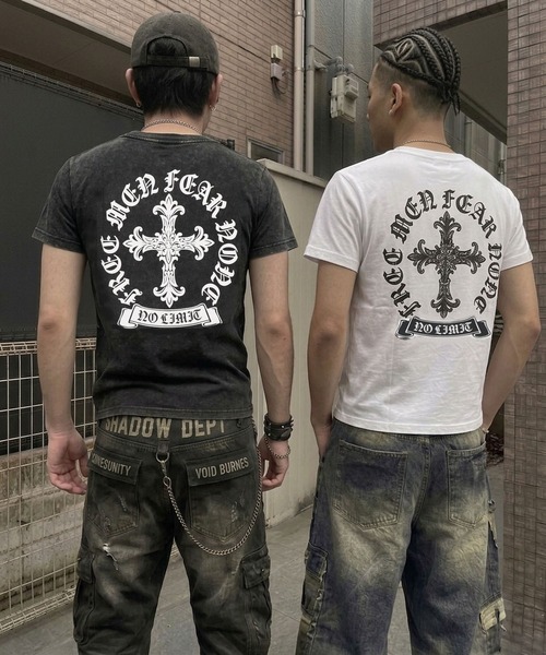 SPINNS（スピンズ） tシャツ 短丈クロスバックプリント半袖Tシャツ