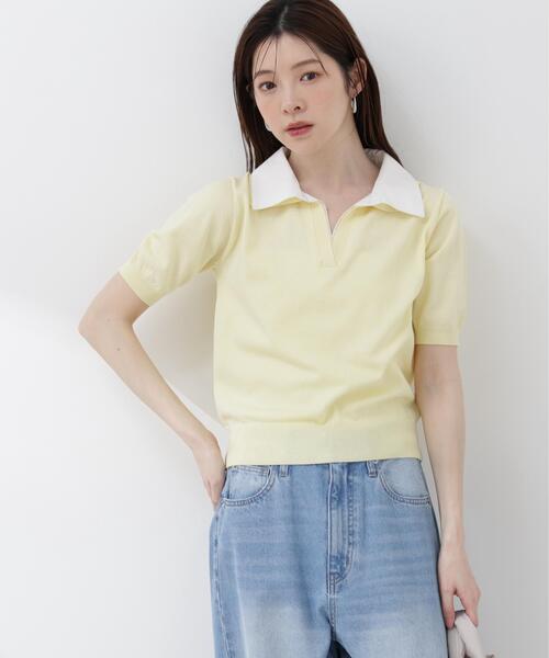 ニット セーター 「加藤栞さん着用」「ａ」レイヤード風ポロニット / 1216179402 レディースの画像