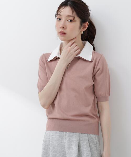 ニット セーター 「加藤栞さん着用」「ａ」レイヤード風ポロニット / 1216179402 レディースの画像