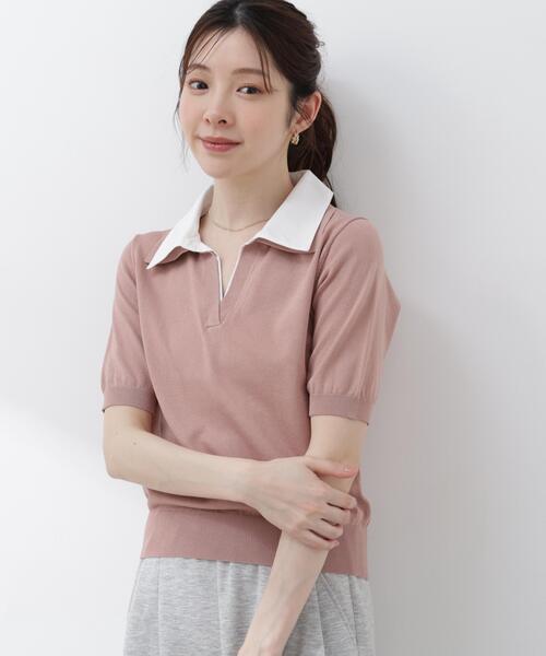 ニット セーター 「加藤栞さん着用」「ａ」レイヤード風ポロニット / 1216179402 レディースの画像