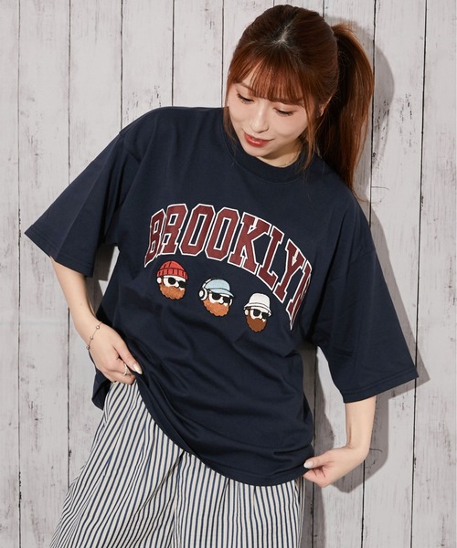 tシャツ 「ひげキャラクター×ロゴ」Tシャツ／ストリート／春夏秋／全4