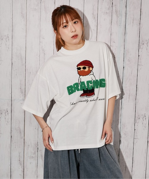 tシャツ 「ひげキャラクター×ロゴ」Tシャツ／ストリート／春夏秋／全4
