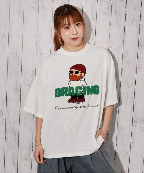 tシャツ 「ひげキャラクター×ロゴ」Tシャツ／ストリート／春夏秋／全4