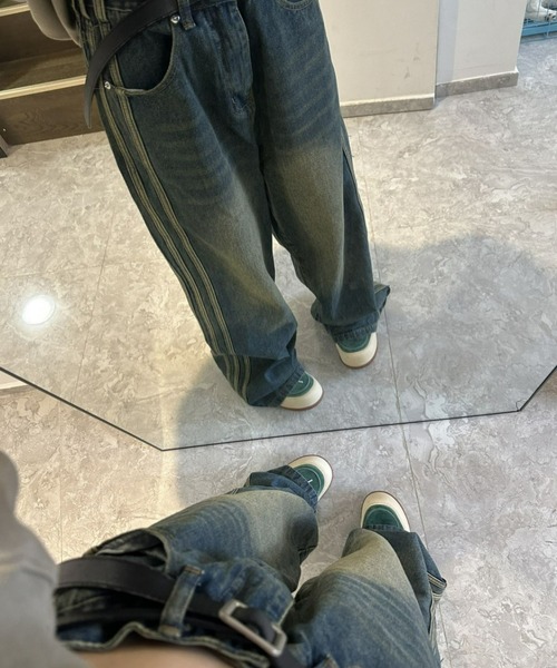 「CANVAS+」 デニムパンツ L ブルー レディース_画像9