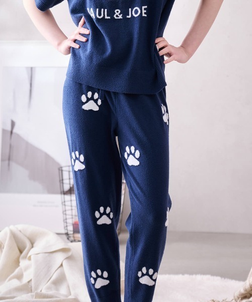 ルームウェア・パジャマ Milky pile heart long pants PAUL&JOE（ポール＆ジョー） パジャマ ルームウェア ランダム猫足跡 夏