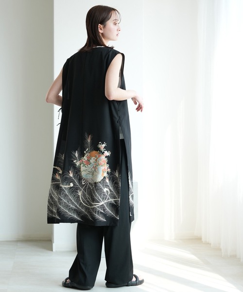 ベスト ジレ 着物リメイク maison utatane ジレ 鳳の夢路 レディースの画像