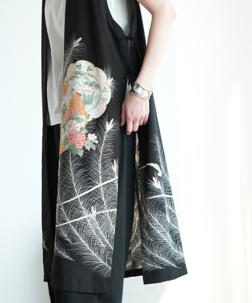 ベスト ジレ 着物リメイク maison utatane ジレ 鳳の夢路 レディースの画像