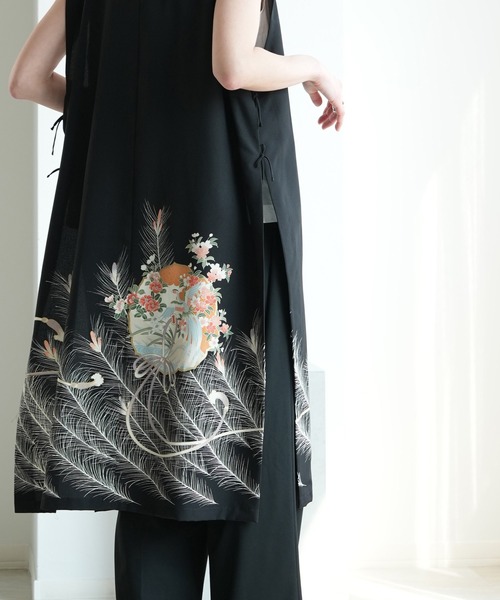 ベスト ジレ 着物リメイク maison utatane ジレ 鳳の夢路 レディースの画像