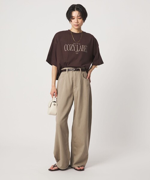 ワイドパンツ ジーンズ デニム デニムパンツ 「別注」「HEALTHY DENIM」カーブ デニム  パンツ ベージュ レディースの画像