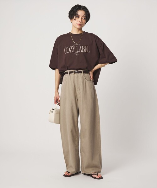 ワイドパンツ ジーンズ デニム デニムパンツ 「別注」「HEALTHY DENIM」カーブ デニム  パンツ ベージュ レディースの画像