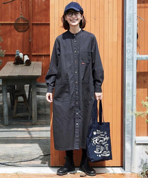 「Sunny clouds」 長袖ワンピース X-LARGE チャコール レディース_画像4