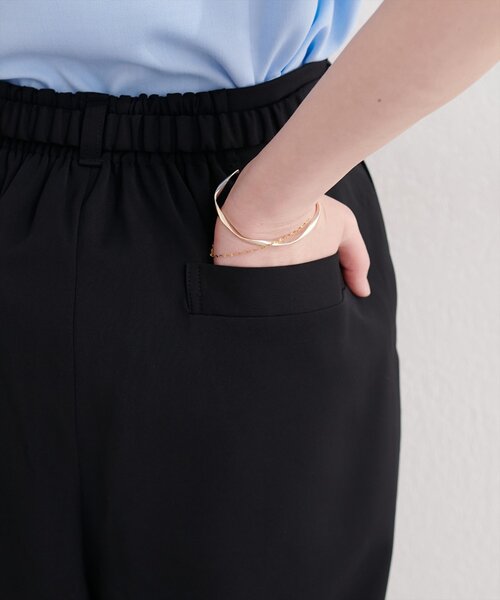 パンツ 「sherbet line」接触冷感ベルト付きタック入りパンツ レディースの画像