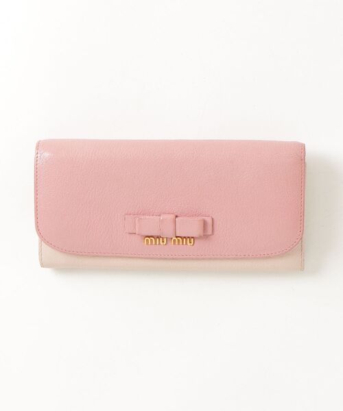 miu miu ミュウミュウ ピンク リボン 長財布 miu miu（ミュウミュウ） リボン 長財布 - ピンク レディース