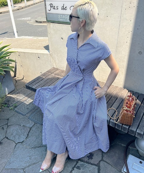 JENNE」 シャツワンピース SMALL ブルー レディース : ZOZOTOWN Yahoo