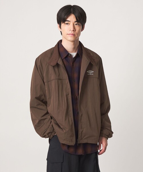 UMBRO フェイクレザー ナイロンジャケット ブラウン umbro（アンブロ） ブルゾン アウター 「別注」「UMBRO」トラック