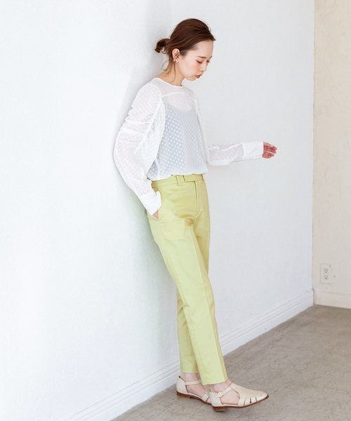 IENA パンツ シャンブレーサテンストレッチパンツ : ZOZOTOWN