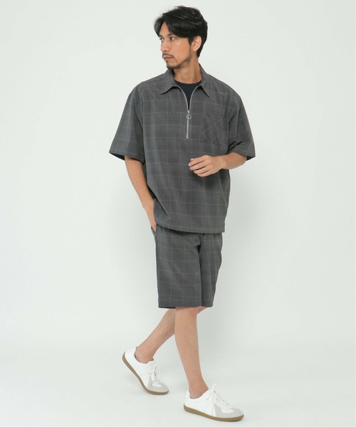 IKKA LOUNGE シャツ SARAT ハーフジップシャツ メンズ : ZOZOTOWN