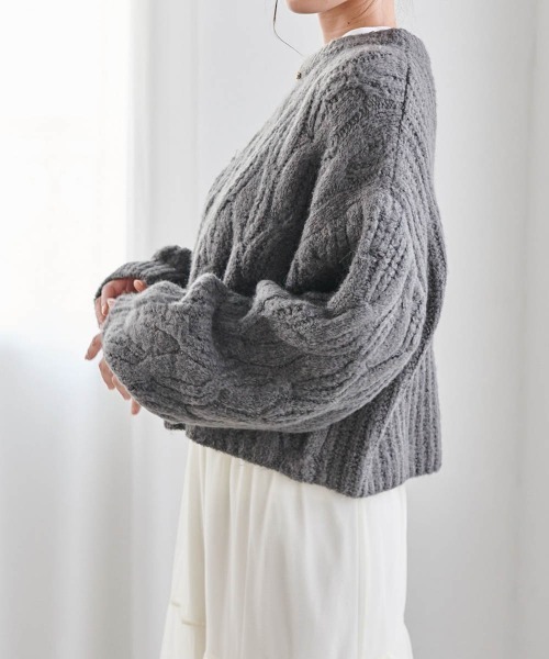美品★定価4万★ELIN★セーラー襟 モヘアニット★クロップドニット★モヘヤ RANAN ニット セーター モヘアタッチケーブルクロップド丈ニット