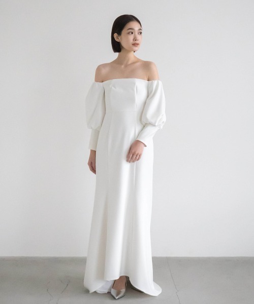 kaene（カエン） ドレス オフショルマーメイドドレス「white