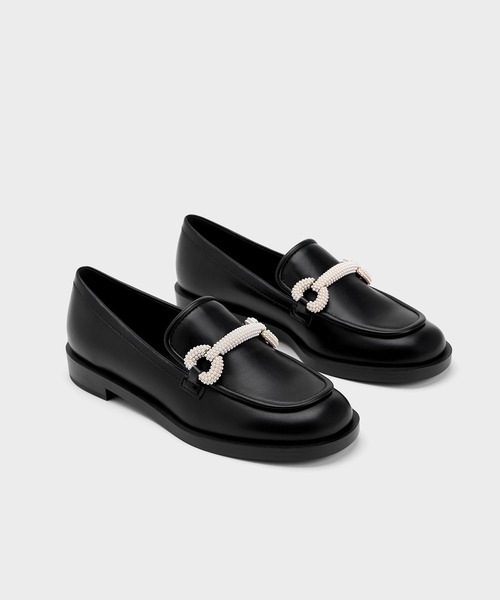CHARLES ＆ KEITH ローファー ビーズドストラップ レディース