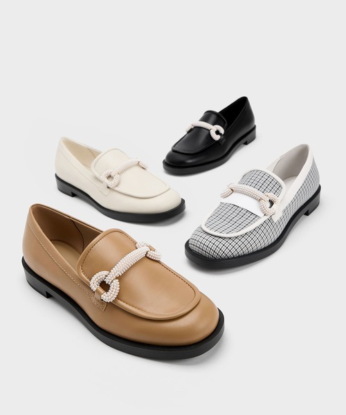 CHARLES ＆ KEITH ローファー ビーズドストラップ レディース