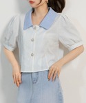 ブラウス シャツ 夏 半袖 「立体花柄エンボス...の詳細画像2