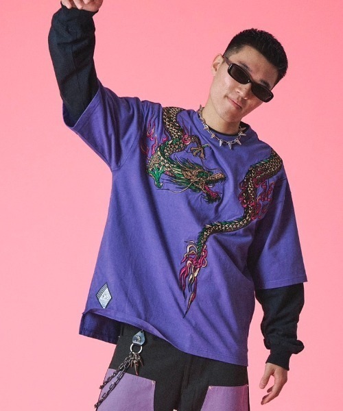 GALFY ガルフィー 反戦ロンTEE ロゴTシャツ パープル