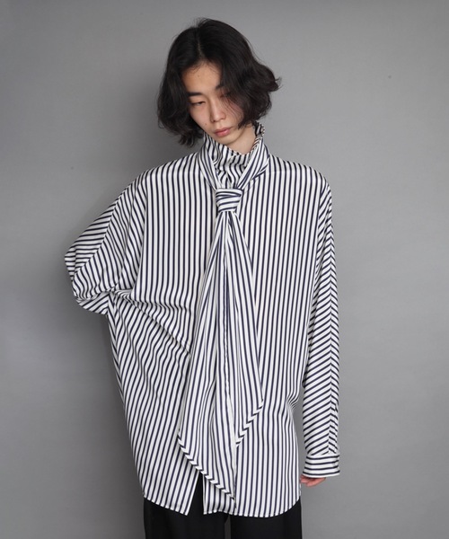 シャツ Crepe de Chine STRIPE SCARF SHIRT メンズ : 80258600 