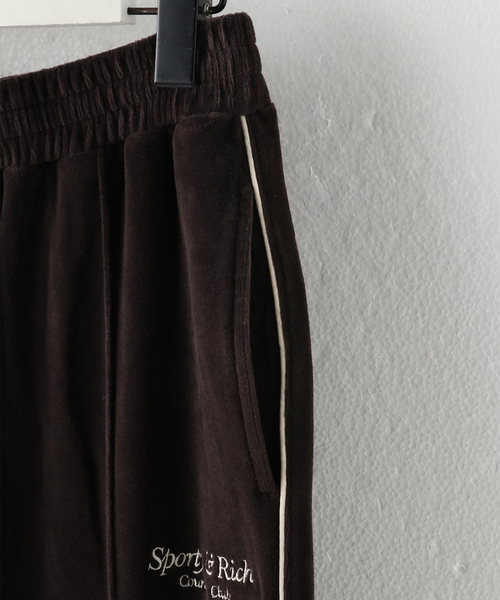 パンツ SPORTY&RICH 23ss VELOUR TRACK PANTS Sporty & Rich Velour Cotton Track Pants | Blue | FARFETCH
