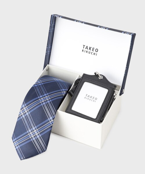 TAKEO KIKUCHI タケオキクチ ベーシックネクタイ＆ＩＤホルダー新品 TAKEO KIKUCHI ネクタイ 「BOXセット」ベーシックネクタイ＆ID