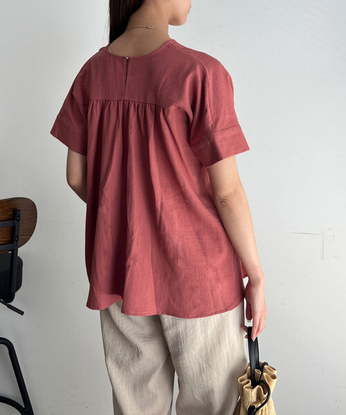 Chez toi ブラウス シャツ ウエストタックペプラムブラウス