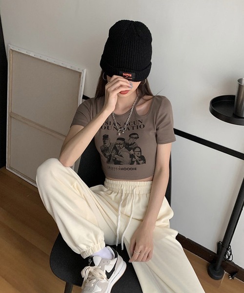 tシャツ 2WAYカットアウトコンパクトTシャツ レディース 楽天市場】カットアウト（Tシャツ・カットソー｜トップス