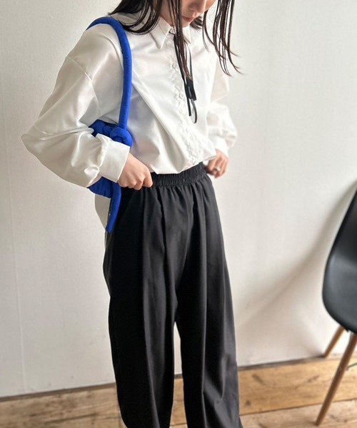 Kotoe スラックス パンツ タック ワイドパンツ ゴム レディース