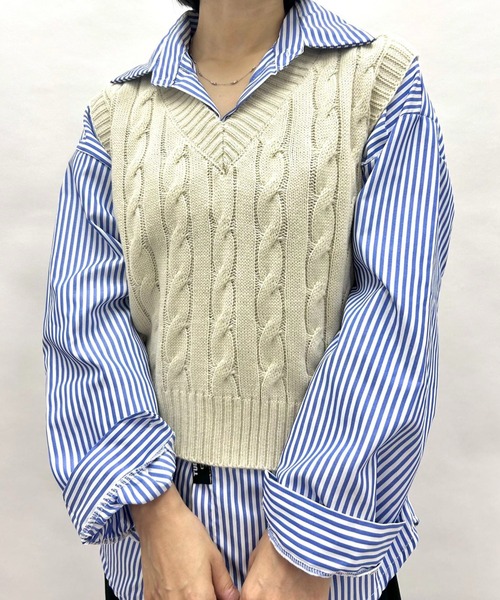 ベスト ジレ ケーブルセーターベスト レディース : ZOZOTOWN