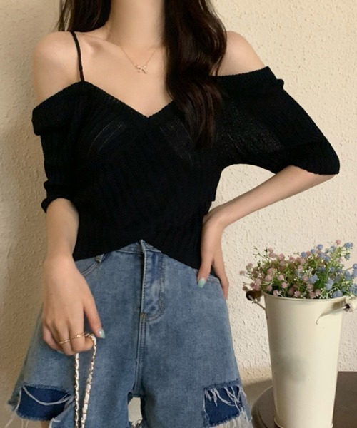 ニット セーター オフショルダーニットトップス｜ウォッシャブル/春服/夏服/サマーニット レディース miniministore ニット セーター サマーニットオフショルダー