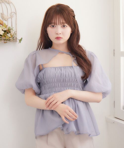 Emsexcite ブラウス シャツ シアーキャミ＆ボレロSET レディース