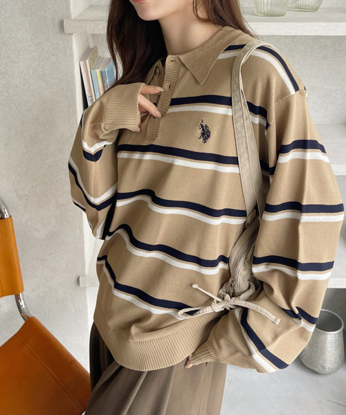 ニット セーター 「Ada.別注 U.S. POLO ASSN」アーガイル Vネック トラッド ニット レディース Ada.別注 U.S. POLO ASSN】アーガイル Vネック トラッド ニット