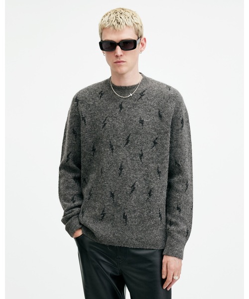 ALLSAINTS オーバーサイズニット セーター ネップ素材 クルーネック L ALLSAINTS セーター ニット ZAP OVERSIZED CREW NECK JUMPER