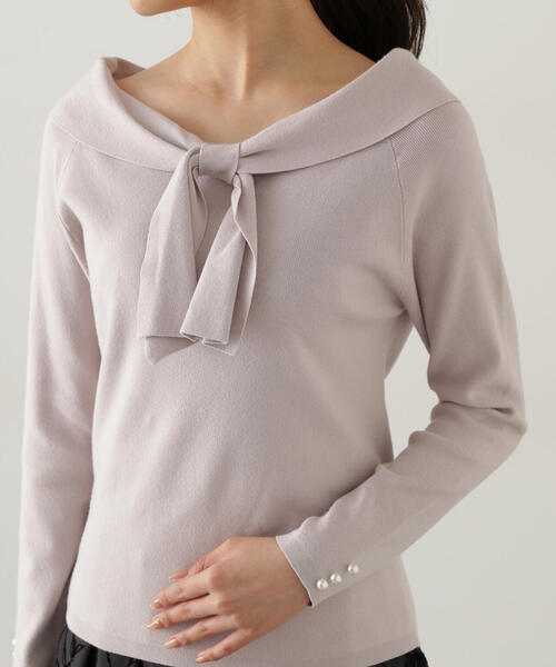 PROPORTION BODY DRESSING ニット セーター オフショルリボン