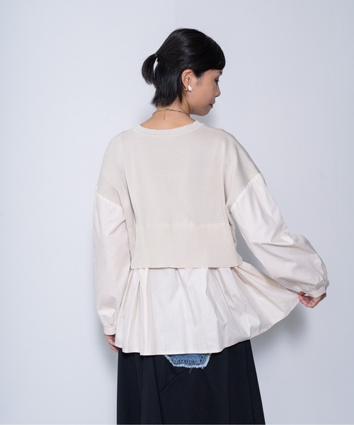 美品✨doll up oops 異素材ドッキング フレアスリーブトップス