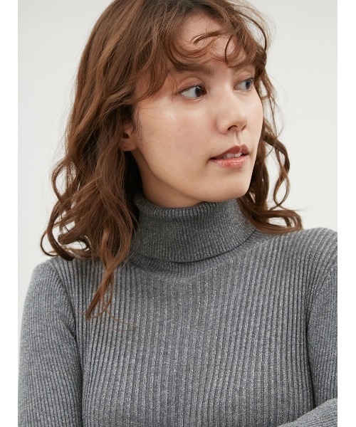 Mila Owen ワンピース タートルネックロングリブニットワンピース 
