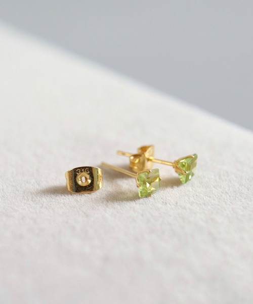 CERCA ピアス KAM.accessory/スクエア天然石スタッドピアス