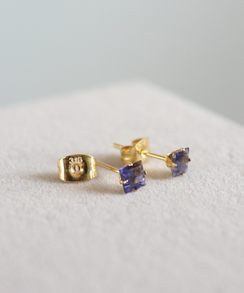 CERCA ピアス KAM.accessory/スクエア天然石スタッドピアス