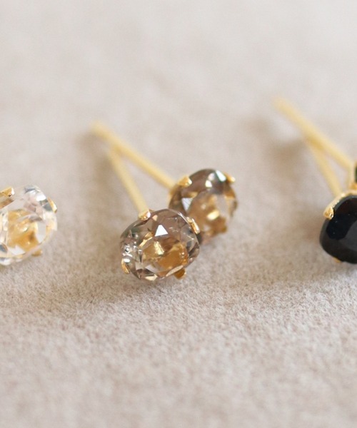 CERCA ピアス KAM.accessory/スクエア天然石スタッドピアス