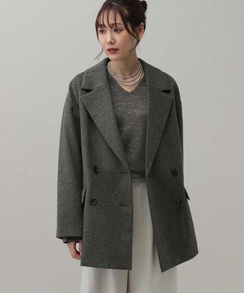 MATEINEE LINEウール2WAYネックジャケット グレージュMサイズ MATINEE LINE/ウール 2WAY ネックジャケット/グレージュ M