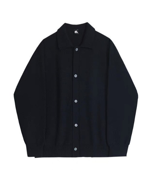 Otte セーター ニット コリアンシンプルニットポロシャツ メンズ 美品Otte ジッパー付きポロセーター 黒白