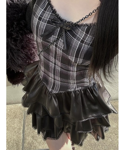 起きたら値段戻します‼️Darich イレヘムチェックキャミワンピース イレヘムチェックキャミワンピース（ワンピース）｜Darich